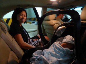 In the car ready to go