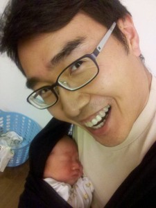 Ethan in Baby Katan - the baby sling of our choice