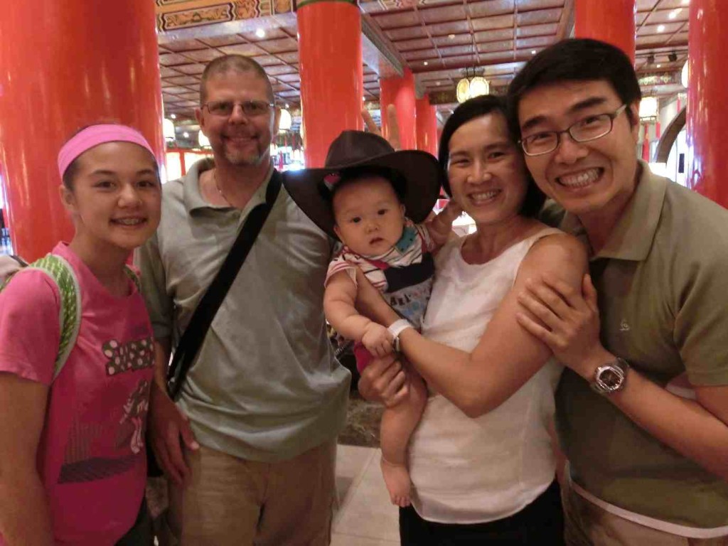 Ethan wearing Scott's "Aussie" hat