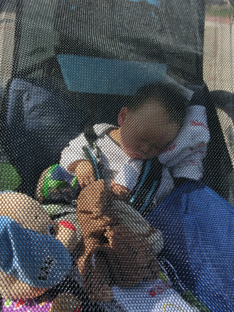 Too tired.  Passed out in the trailer despite the sun shining on his face and awkward sleeping position